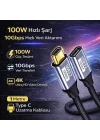 Örgü Kablo 1Mt Type-c Uzatma Kablosu 10Gbps Veri Ve Görüntü Aktarım 5A PD Hızlı Şarj Kablo