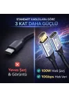 Örgü Kablo 1Mt Type-c Uzatma Kablosu 10Gbps Veri Ve Görüntü Aktarım 5A PD Hızlı Şarj Kablo