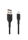 örgülü Lightning kablosu (iPhone, iPad, AirPods için Boost Charge Lightning/USB kablosu) MFi sertifikalı iPhone şarj kablosu, USB-Aya örgülü Lightning kablosu, (1 m, siyah)