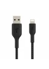 örgülü Lightning kablosu (iPhone, iPad, AirPods için Boost Charge Lightning/USB kablosu) MFi sertifikalı iPhone şarj kablosu, USB-Aya örgülü Lightning kablosu, (1 m, siyah)