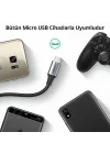 Örgülü Micro-USB & USB-A Data ve Şarj Kablosu 60146 - 1 Metre Siyah