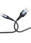 Örgülü USB A-C Hızlı Şarj Kablosu, Siyah (100 CM)