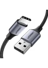Örgülü USB Type-C Şarj ve Data Kablosu, 1.5 Metre, Siyah