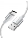 Örgülü USB Type-C Şarj ve Data Kablosu, Beyaz, 2 Metre