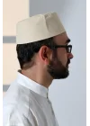 Osmanlı Tuğrası Nakışlı Kalıp Namaz Takkesi Bej Bej 58