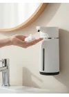 Otomatik Sensörlü Köpük Sıvı Sabunluk - Şarjlı- Dijital LED Ekran - Duvara Monte - E15 Model (Beyaz)