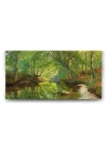 Peder Mork Monsted - Sunset Over a Forest Lake Tablosu - 160x80cm