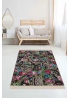 Pelangi Patchwork Gül Desenli Halı, Siyah-Mavi 80 x 400
