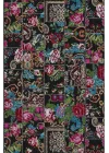 Pelangi Patchwork Gül Desenli Halı, Siyah-Mavi 80 x 400
