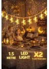 Pilli led ışık, Şerit led 1,5 Metre SARI Işıklar Peri Işıkları Aydınlatmalı Şerit Led led ışık şerit Led Işık 3 Yıldız 1 Ay
