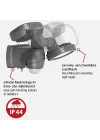 Pilli LED Spot Lamba LUFOS / Kablosuz LED Dış Mekan Spotu Pilli ve Hareket Sensörlü, 8 Adet LED Lamba, 2 x 240 Lümen, Dış Mekan için