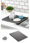 Plastik Pratik Lavabo Tezgah Üstü Bulaşık Kurutmalığı Siyah 35 x 45 S-10145