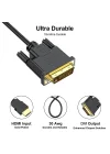 PrimeX PX-4106 Molex 2 Metre Dvi to Hdmi Kablo, HDMI to DVI Çift Yönlü Görüntü Aktarım Kablosu, 1080P Full HD DVI HDMI Erkek-Erkek Monitör TV Projeksiyon PC Ekran Kartı Bağlantı Kablosu, Altın Uçlu