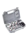 Professional Accessories 9 parçalı delik testeresi seti HSS bimetal elektrikçi (metal, ahşap, çap 20-68 mm, matkap aksesuarı)