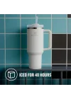 Quencher H2.0 FlowState Pipetli Termos Bardak 1.18 Litre - Krem | Paslanmaz Çelik | Termo Conserva el Frío 11 Saat - Frost 48 Horas - Şişe Su Paslanmaz Çelik - Termal Bardak BPA içermez