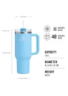 Quencher H2.0 FlowState Pipetli Termos Bardak 1.18 Litre - Powder Blue Crush | Paslanmaz Çelik