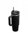 Quencher Pipetli Termos Bardak, Siyah, 0.89 Litre