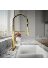 REC22745-SD-2MB Sabunluklu Yarı Profesyonel Mutfak Bataryası, Canlı Fırçalanmış Modern Pirinç