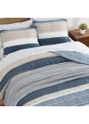 Ridgeport Collection | Quilt Set - 100% Cotton, Reversible, All Season Bedding, Includes Matching Shams, Queen, Blue