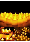 rkmstore Tealight LED Mum 24’lü – Sarı Işıklı Dumansız Pilli Mum Seti (Piller Dahil)