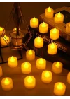 rkmstore Tealight LED Mum 24’lü – Sarı Işıklı Dumansız Pilli Mum Seti (Piller Dahil)