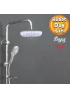 Robot Tepe Duş Seti Takımı Shower Yağmurlama Kare Banyo Masaj Duş Başlığı Sistemi Beyaz Krom