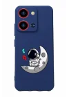 S19 Max Pro S Zoom Baskılı Kamera Korumalı Silikon Kılıf, Lacivert