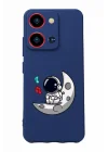 S19 Max Pro S Zoom Baskılı Kamera Korumalı Silikon Kılıf, Lacivert