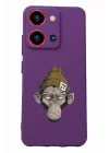 S19 Max Pro S Zoom Baskılı Kamera Korumalı Silikon Kılıf, Mor