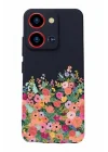 S19 Max Pro S Zoom ile Uyumlu Kamera Korumalı Silikon Kılıf, Çiçek Baskılı, Siyah