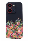 S19 Max Pro S Zoom ile Uyumlu Kamera Korumalı Silikon Kılıf, Çiçek Baskılı, Siyah