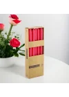 Şamdan Mum 10lu Düz Kırmızı Dekoratif Mumu Kandil Hediyelik Fitilli Mumluk 25 cm