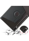 Samsung Galaxy Tab S9 FE Plus/S10 Plus/S9 Plus ile uyumlu Kılıf Termik Kalem Bölmeli Dönebilen Standlı Case Siyah