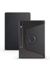 Samsung Galaxy Tab S9 FE Plus/S10 Plus/S9 Plus ile uyumlu Kılıf Termik Kalem Bölmeli Dönebilen Standlı Case Siyah