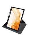 Samsung Galaxy Tab S9 FE Plus/S10 Plus/S9 Plus ile uyumlu Kılıf Termik Kalem Bölmeli Dönebilen Standlı Case Siyah
