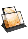 Samsung Galaxy Tab S9 FE Plus/S10 Plus/S9 Plus ile uyumlu Kılıf Termik Kalem Bölmeli Dönebilen Standlı Case Siyah