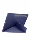 Samsung Galaxy Tab S9 Plus/Tab S9 FE Plus ile Uyumlu Kılıf Kalem Bölmeli Smart Standlı Yumuşak Kapak - Lacivert