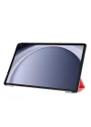 Samsung Tablet Galaxy Tab A9 X110/Galaxy Tab A11 ile Uyumlu Tablet Kılıfı Smart Cover Uyku Modlu Standlı Arkası Sert Şeffaf Kapak Kırmızı