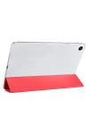 Samsung Tablet Galaxy Tab A9 X110/Galaxy Tab A11 ile Uyumlu Tablet Kılıfı Smart Cover Uyku Modlu Standlı Arkası Sert Şeffaf Kapak Kırmızı