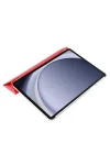 Samsung Tablet Galaxy Tab A9 X110/Galaxy Tab A11 ile Uyumlu Tablet Kılıfı Smart Cover Uyku Modlu Standlı Arkası Sert Şeffaf Kapak Kırmızı