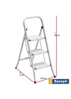 Mey İthalat® Saraylı Pratik Metal Merdiven Beyaz 3 Basamaklı