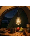 Şarjlı Kamp Ampulü USB Type-C Girişli Asılabilir LED Ampul 3 Modlu Işık Gün Işığı Kamp Lambası Taşınabilir Acil Durum Işığı Kancalı Ampul Outdoor Kamp Aydınlatma