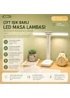 Şarjlı LED Masa Lambası – Çift Işık Barı, 3 Renk Modu, Dokunmatik Kontrollü, Katlanabilir ve Telefon Standlı Masa Lambası