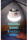 Şarjlı Solarlı Kamp Lambası 5 MODLU Orta-Yüksek Işık SOS Askılı Işıldak Kamp El Feneri 47724