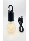 Şarjlı Taşınabilir LED Ampul Lamba – USB ile Şarj Edilebilir, 3 Kademeli Işık, Asma Kancalı & Kamp, Bahçe, Dolap, Balkon, Banyo İçin Acil Aydınlatma (3200K)