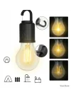 Şarjlı Taşınabilir LED Ampul Lamba – USB ile Şarj Edilebilir, 3 Kademeli Işık, Asma Kancalı & Kamp, Bahçe, Dolap, Balkon, Banyo İçin Acil Aydınlatma (3200K)