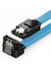 SATA 3.0 Data Kablosu 40 cm - 6Gbps’ye Kadar Hız - 90° Dirsek Uç - Yassı Kablo - Kilitli Konnektör - HDD, SSD Uyumlu - SATA III Veri Kablosu - PC ve Harici Kasa İçin