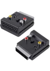Scart Erkek Di̇şi̇ - Rca - S-vi̇deo Anahtarli Çi̇ft Yönlü Av Görüntü Ses Çevi̇ri̇ci̇ Adaptör (21 Pi̇n)