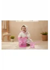 Şeffaf Kova & Maşrapa Set Pembe Desenli