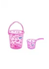 Şeffaf Kova & Maşrapa Set Pembe Desenli
